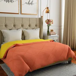 RF RELAXFEEL Orange & Yellow Geometric Heavy Winter 233 GSM Double Bed Quilt-16