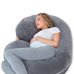 Pum Pum Grey Solid Maternity Hollow Fiber Pillow with Removable Zip Cover-41