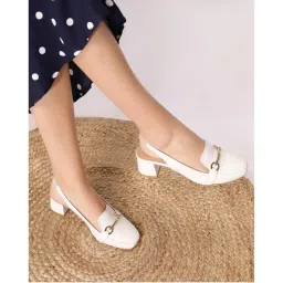 T.ELEVEN White Party Wear Womens Block Heels-White-picture-16
