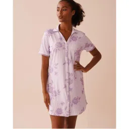 La Vie En Rose Lilac Rose Print Super Soft Sleepshirt-picture-15