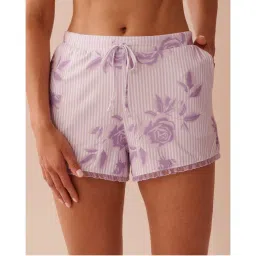 La Vie En Rose Lilac Rose Print Super Soft Shorts-picture-14