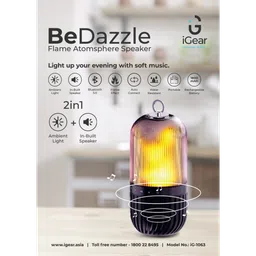 iGear BeDazzle 5 Watts Flame Atmosphere Speaker (Lamp + In-Built Bluetooth Speaker, iG-1063, Black) image 4