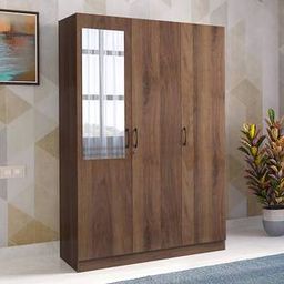urban ladder Zoey Engineered Wood 3 Door Wardrobe With Mirror in Classic Walnut Finish-picture-24