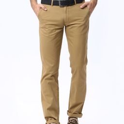 Basics Men Khaki Tapered Fit Chino Trousers-image-78