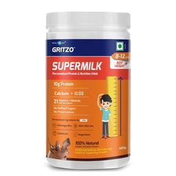 Gritzo Supermilk Personalized Protein & Nutrition Drink 8-12yrs Boys Height + OP,  400 g  Double Chocolate -image-70