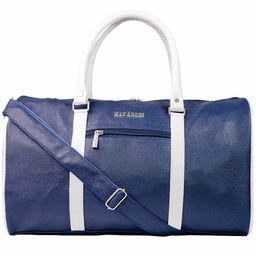Man Arden PVC Leather Travel Duffle Bag,  Blue & White -22