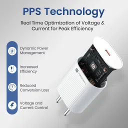 Portronics Adapto 45A 45W Type C PD Charging Adapter – Ultra-fast USB charger with GaN technology, ensuring efficient power delivery, reduced heat generation, and universal compatibility for smartphones, tablets, and laptops. image 3