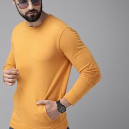 Roadster Men Yellow Solid Sweatshirt-picture-4