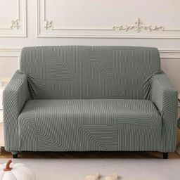 HOUSE OF QUIRK Grey Self Design Jacquard Soft Touching 5 Seater Sofa Cover-image-38