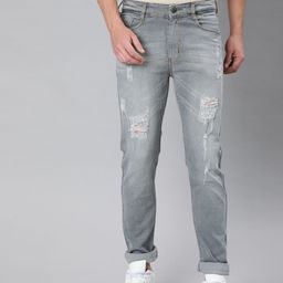 Urbano Fashion Men Grey Slim Fit Mid-Rise Highly Distressed Stretchable Jeans-image-11