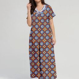 CAMISON Women Printed Pure Cotton Maxi Nightdress-image-29