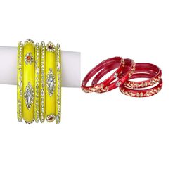 SOMIL Set Of 10 Glass Artificial Stones and Beads Bangles-image-40