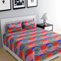 Aura Ethnic Motifs Printed 144 TC King Bedsheet with 2 Pillow Covers-image-38