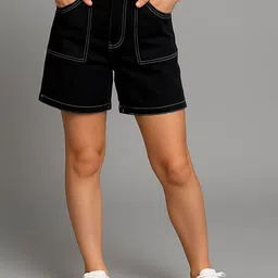 Seetoo Girls Loose Fit Denim Outdoor Denim Shorts-51