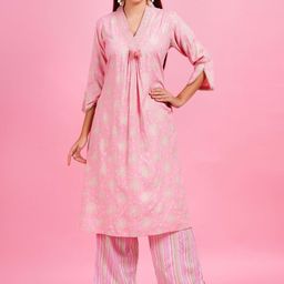 HIGHLIGHT FASHION EXPORT Women Ethnic Motifs Printed Regular Mirror Work Kurta with Palazzos-image-20