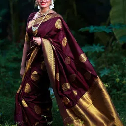 INDIOTSAV Woven Design Zari Silk Blend Banarasi Saree-image-49