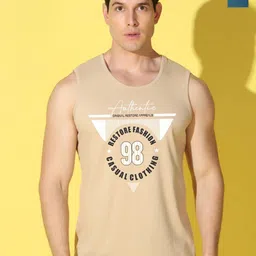WOOSTRO Pack Of 2 Printed Combed Cotton Gym Vests VWS26(98 RUST)(PLAIN PEACOCK)-image-102