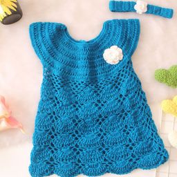 Woonie Girls Self Design Applique A-Line Knee Length Dress-picture-9