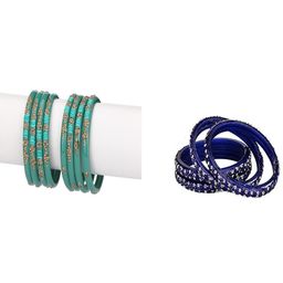 SOMIL Set Of 12 Alloy Artificial Stones & Beads Bangles-picture-43
