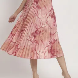 LookShine Printed Pleated A-Line Midi Skirt-image-64