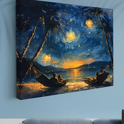 Livin'luxe Blue & Orange 1 Piece Canvas Other Wall Paintings-picture-19