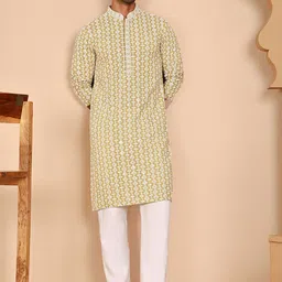 Anouk Men Embroidered Regular Chikankari Kurta with Pyjamas-picture-49