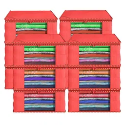 Kuber Industries Red & White 12 Pieces Printed Foldable Multi Utility Organisers image 2