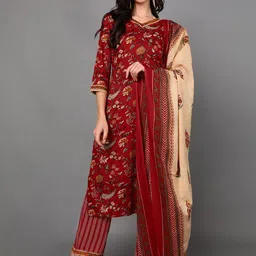 KALINI Floral Printed Gotta Patti Pure Cotton Kurta with Trousers & Dupatta-picture-44