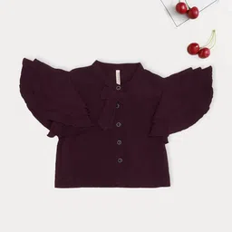 Pantaloons Junior Girls Round Neck Flutter Sleeve Top-picture-2