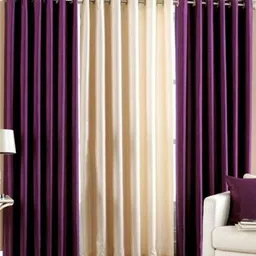 BELLA TRUE Cream & Purple 3 Pieces Long Door Curtains-image-8