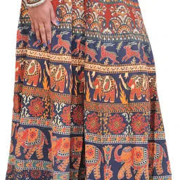 Exotic India Printed Pure Cotton A-Line Maxi Skirts-image-91
