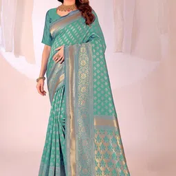 Moda Rapido Woven Design Zari Silk Cotton Kanjeevaram Saree-16