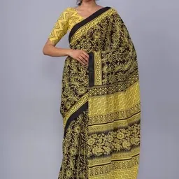 TROPWEAR Ethnic Motifs Pure Cotton Block Print Saree-picture-15
