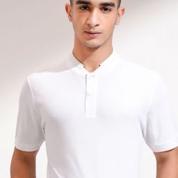 HIGHLANDER Men Mandarin Collar Slim Fit T-shirt-image-74