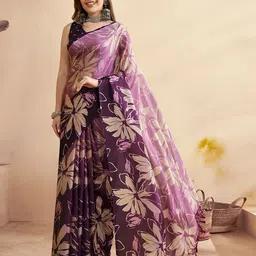 Anouk Floral Satin Saree-image-24