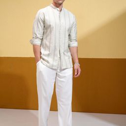 HIGHLANDER Men Slim Fit Opaque Striped Casual Shirt-image-27
