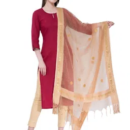 A R SILK DUPATTA HUB Organza Dupatta with Chikankari-picture-31