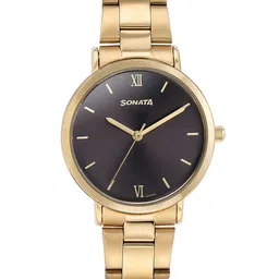 Sonata Women Embellished Dial & Stainless Steel Bracelet Style Straps Analogue Watch 87071YM01-40