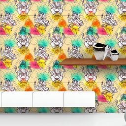 ArtzFolio Printed UV-Resistant Anti-Bacterial Hindu God Ganesha Peel & Stick Wallpaper-image-86