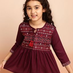 Miss & Chief Embroidered Tie-Up Neck Top-picture-53