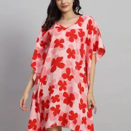 Curvydrobe Floral Printed Flared Sleeves Kaftan Dress-image-18