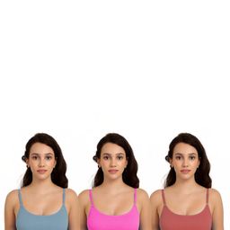 Women Cotton Blue,Pink,Orange Non Padded Non-Wired Lingerie Bra Sport wear Gym Crop Tank Top-49