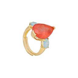 MISS JO 925 Sterling Silver Gold Plated Studded Peacock Paradise Cocktail Finger Ring-image-1