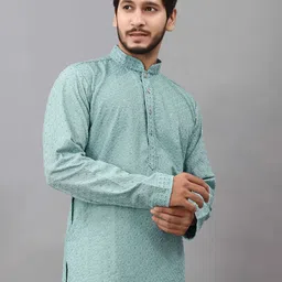 ALMORA Men Ethnic Motifs Embroidered Regular Sequinned Pure Cotton Kurta with Pyjamas-image-94