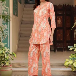 Moda Rapido Printed Notch Neck Tunic With Palazzos-image-88
