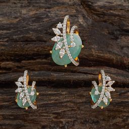 Kushal's Fashion Jewellery Mint Rhodium Gold-Plated Party Zircon Pendant Set-19