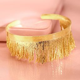 Rubans 18K Gold-Plated Fringe Textured Open Cuff Bracelet-12