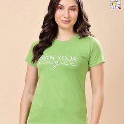Louis Bayrad Women Pack of 2 Dry Fit Typography Printed Round Neck Cotton T-shirts-image-37