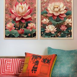 Kotart Pack Of 2 Pink & White Wood Floral and Botanical Wall Paintings-picture-19