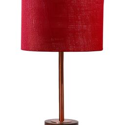 Aura Maroon Metal Traditional Cylindrical Shaped Table Lamp-58